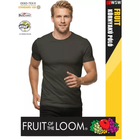 Fruit of the Loom ICONIC 150 DARKHEATHERGREY finompamut férfi póló - 150g/m2