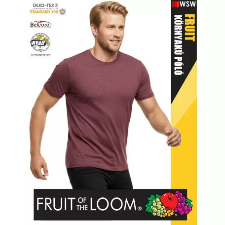 Fruit of the Loom ICONIC 150 HEATHERBURGUNDY finompamut férfi póló - 150g/m2