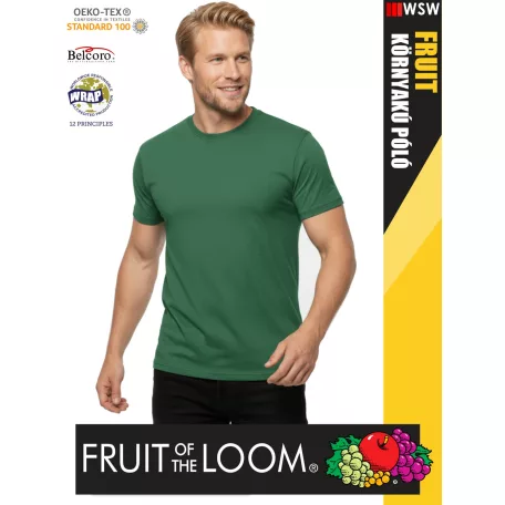 Fruit of the Loom ICONIC 150 HEATHERGREEN finompamut férfi póló - 150g/m2