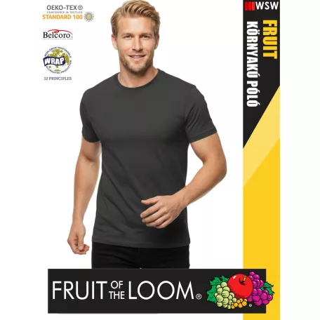 Fruit of the Loom ICONIC 150 LIGHTGRAPHITE finompamut férfi póló - 150g/m2