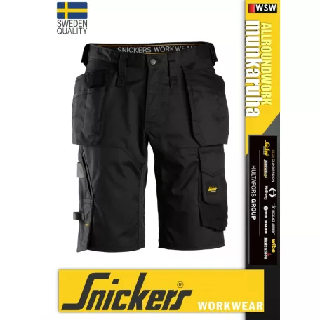 Snickers ALLROUNDWORK BLACK technikai kopásbiztos lengőzsebes strech rövidnadrág - munkaruha