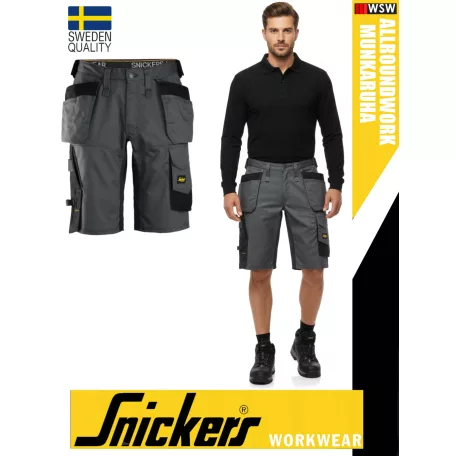 Snickers ALLROUNDWORK STEELGREY technikai kopásbiztos lengőzsebes strech rövidnadrág - munkaruha