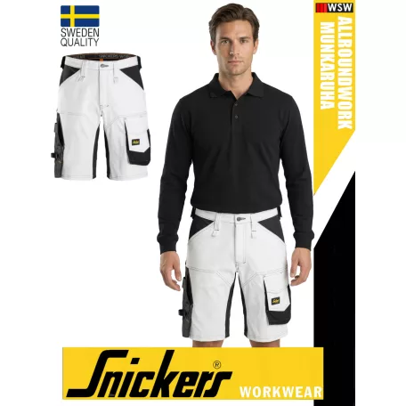 Snickers ALLROUNDWORK WHITE technikai kopásbiztos strech rövidnadrág - munkaruha