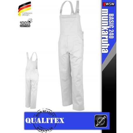 Qualitex BASIC 240 WHITE 100% pamut kantáros munkanadrág - munkaruha