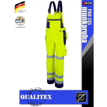 Qualitex PRO 245 HVYELLOW prémium technikai kantáros nadrág - munkaruha