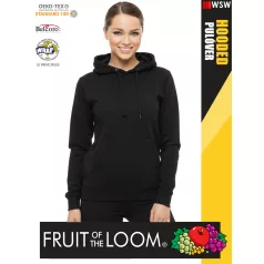    Fruit of the Loom HOODED BLACK pamutgazdag női kapucnis pulóver - 260g/m2