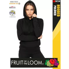    Fruit of the Loom HOODED BLACK pamutgazdag női kapucnis pulóver - 260g/m2