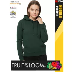    Fruit of the Loom HOODED BOTTLEGREEN pamutgazdag női kapucnis pulóver - 260g/m2