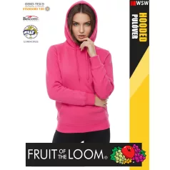    Fruit of the Loom HOODED FUCHSIA pamutgazdag női kapucnis pulóver - 260g/m2