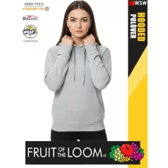    Fruit of the Loom HOODED HEATHERGREY pamutgazdag női kapucnis pulóver - 260g/m2