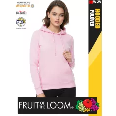    Fruit of the Loom HOODED LIGHTPINK pamutgazdag női kapucnis pulóver - 260g/m2