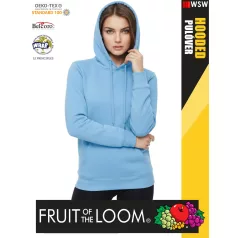    Fruit of the Loom HOODED SKYBLUE pamutgazdag női kapucnis pulóver - 260g/m2