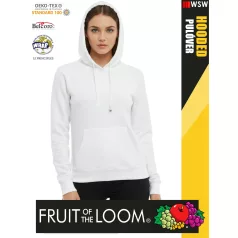    Fruit of the Loom HOODED WHITE pamutgazdag női kapucnis pulóver - 260g/m2