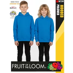   Fruit of the Loom HOODED AZUREBLUE pamutgazdag gyerek unisex kapucnis pulóver - 260g/m2