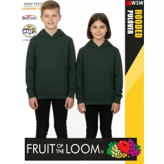   Fruit of the Loom HOODED BOTTLEGREEN pamutgazdag gyerek unisex kapucnis pulóver - 260g/m2