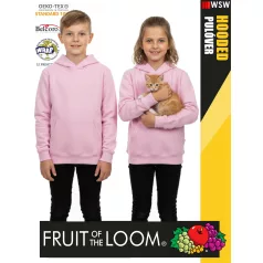   Fruit of the Loom HOODED LIGHTPINK pamutgazdag gyerek unisex kapucnis pulóver - 260g/m2