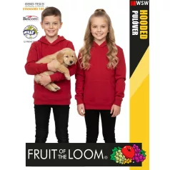   Fruit of the Loom HOODED RED pamutgazdag gyerek unisex kapucnis pulóver - 260g/m2