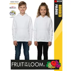   Fruit of the Loom HOODED WHITE pamutgazdag gyerek unisex kapucnis pulóver - 260g/m2