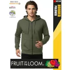 Fruit of the Loom HOODED CLASSICOLIVE pamutgazdag férfi cipzáros kapucnis pulóver - 260g/m2