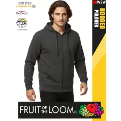   Fruit of the Loom HOODED LIGHTGRAPHITE pamutgazdag férfi cipzáros kapucnis pulóver - 260g/m2