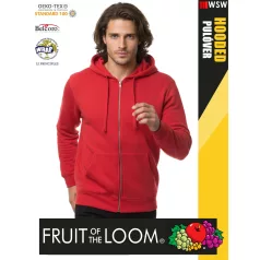   Fruit of the Loom HOODED RED pamutgazdag férfi cipzáros kapucnis pulóver - 260g/m2