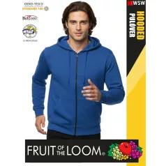   Fruit of the Loom HOODED ROYALBLUE pamutgazdag férfi cipzáros kapucnis pulóver - 260g/m2