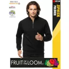 Fruit of the Loom ZIPNECK BLACK pamutgazdag férfi pulóver - 280g/m2