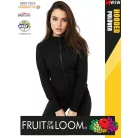 Fruit of the Loom SWEAT BLACK pamutgazdag női cipzáras pulóver - 260g/m2
