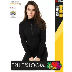   Fruit of the Loom SWEAT BLACK pamutgazdag női cipzáras pulóver - 260g/m2