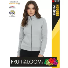   Fruit of the Loom SWEAT HEATHERGREY pamutgazdag női cipzáras pulóver - 260g/m2