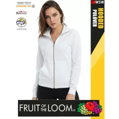   Fruit of the Loom SWEAT WHITE pamutgazdag női cipzáras pulóver - 260g/m2