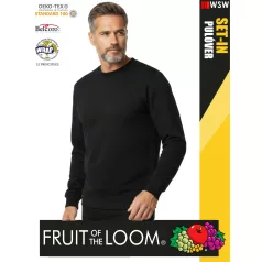  Fruit of the Loom HOODED BLACK pamutgazdag férfi környakas pulóver - 280g/m2