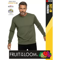   Fruit of the Loom HOODED CLASSICOLIVE pamutgazdag férfi környakas pulóver - 280g/m2
