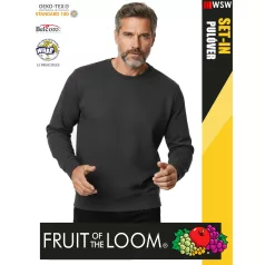   Fruit of the Loom HOODED DARKHEATHERGREY pamutgazdag férfi környakas pulóver - 280g/m2