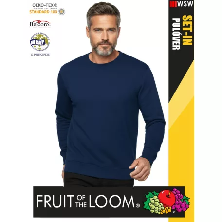 Fruit of the Loom HOODED NAVY pamutgazdag férfi környakas pulóver - 280g/m2