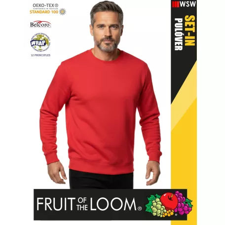 Fruit of the Loom HOODED RED pamutgazdag férfi környakas pulóver - 280g/m2