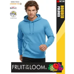    Fruit of the Loom HOODED AZUREBLUE pamutgazdag férfi kapucnis pulóver - 260g/m2