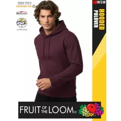    Fruit of the Loom HOODED BURGUNDY pamutgazdag férfi kapucnis pulóver - 260g/m2