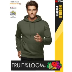    Fruit of the Loom HOODED CLASSICOLIVE pamutgazdag férfi kapucnis pulóver - 260g/m2