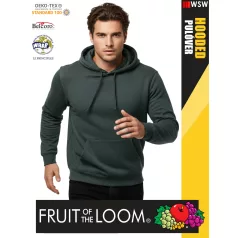    Fruit of the Loom HOODED DARKHEATHERGREY pamutgazdag férfi kapucnis pulóver - 260g/m2