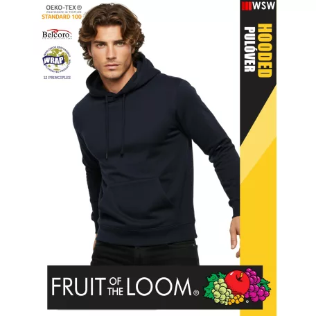  Fruit of the Loom HOODED DEEPNAVY pamutgazdag férfi kapucnis pulóver - 260g/m2