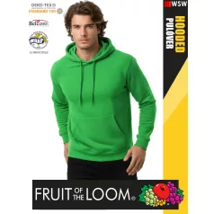    Fruit of the Loom HOODED HEATHERGREEN pamutgazdag férfi kapucnis pulóver - 260g/m2