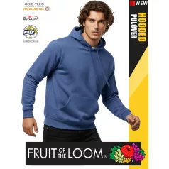    Fruit of the Loom HOODED HEATHERNAVY pamutgazdag férfi kapucnis pulóver - 260g/m2