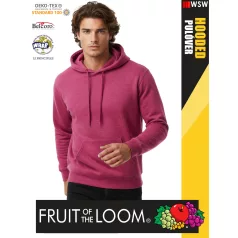    Fruit of the Loom HOODED HEATHERRED pamutgazdag férfi kapucnis pulóver - 260g/m2