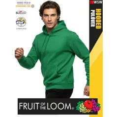    Fruit of the Loom HOODED KELLYGREEN pamutgazdag férfi kapucnis pulóver - 260g/m2