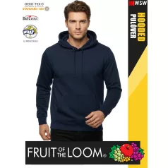    Fruit of the Loom HOODED NAVY pamutgazdag férfi kapucnis pulóver - 260g/m2