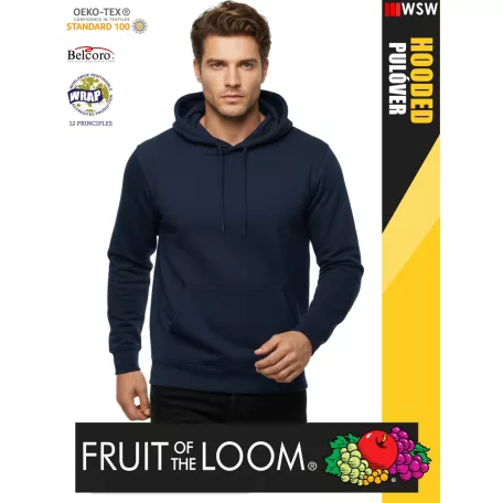  Fruit of the Loom HOODED NAVY pamutgazdag férfi kapucnis pulóver - 260g/m2
