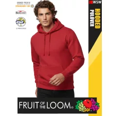    Fruit of the Loom HOODED RED pamutgazdag férfi kapucnis pulóver - 260g/m2