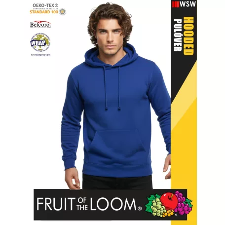  Fruit of the Loom HOODED ROYALBLUE pamutgazdag férfi kapucnis pulóver - 260g/m2