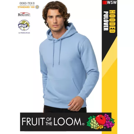  Fruit of the Loom HOODED SKYBLUE pamutgazdag férfi kapucnis pulóver - 260g/m2